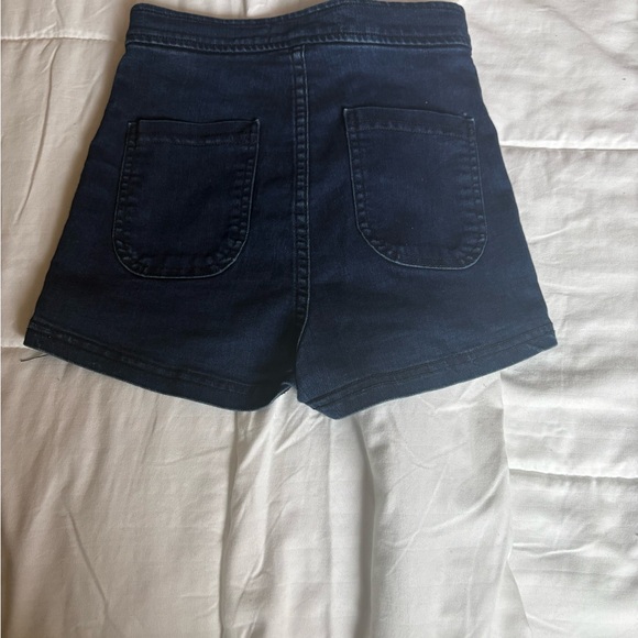 American Apparel Blue Jean Shorts High-Waisted Stretchy - Picture 3 of 3